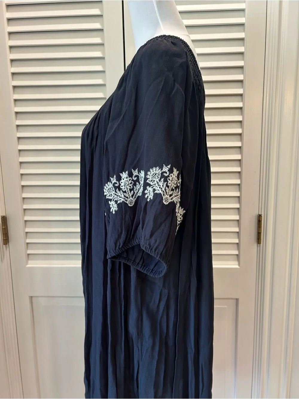 Summer Dress with embroidered white design NWT